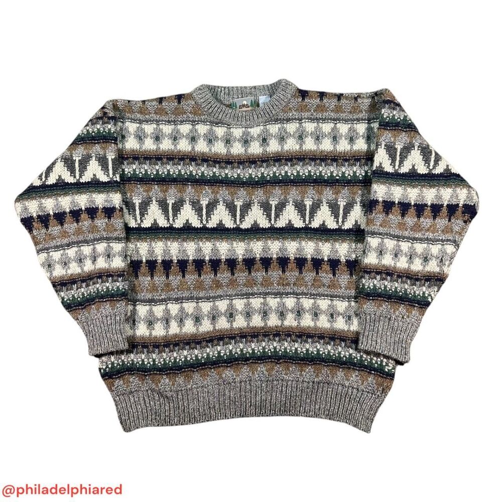 Vintage 1990's Eastern Mountain Sports 100% Wool crewneck knitted sweater mens L